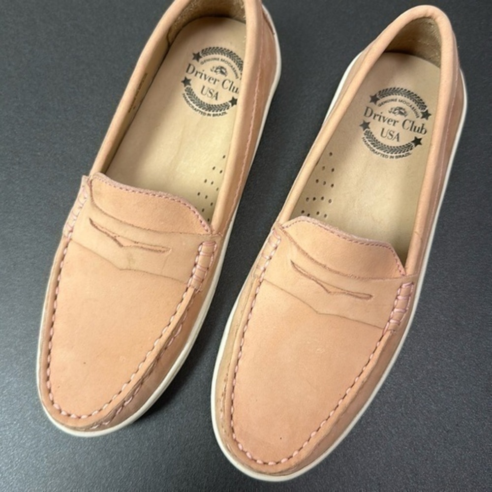 Drivers club pink slip on Leather loafers girls size 1